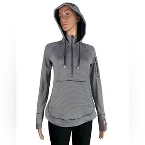 Athleta Blue & White Striped 3/4 Zip Sweatshirt